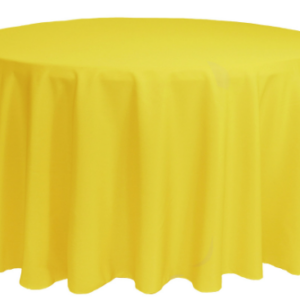 132" Round Yellow Polyester Tablecloth