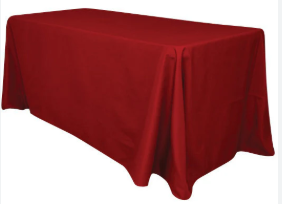 90" x 132" Rounded Corners Cherry Polyester Tablecloth