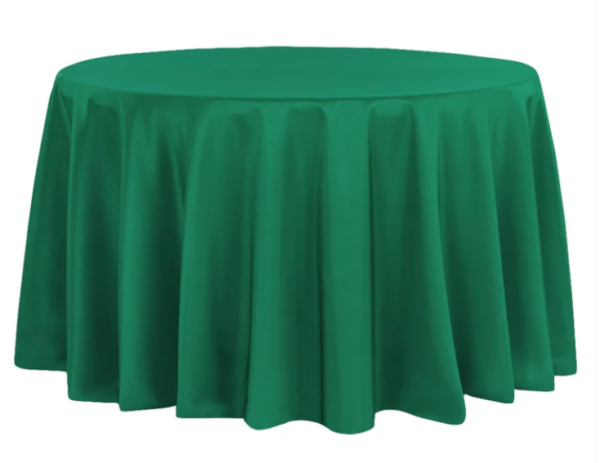 120" Round Forest Green Polyester Tablecloth