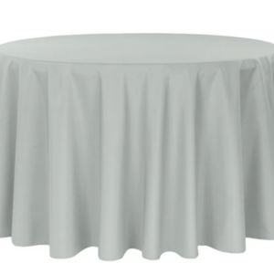 120" Round Gray Polyester Tablecloth