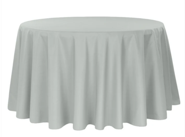 120" Round Gray Polyester Tablecloth