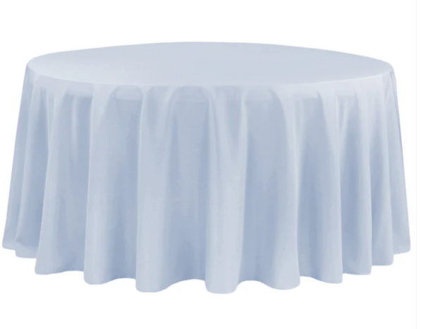 120" Round Ice Blue Polyester Tablecloth