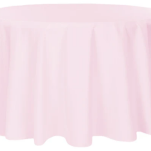 120" Round Light Pink Polyester Tablecloth