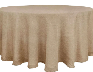 120" Round Natural Burlap Tablecloth