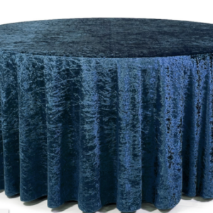 120" Round Navy Crushed Velvet Tablecloth