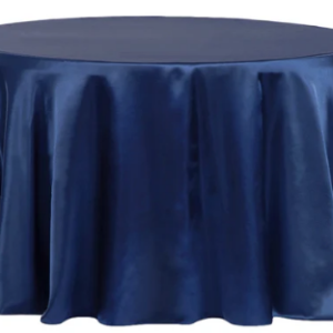 120" Round Navy Satin Tablecloth