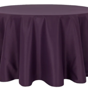 120" Round Plum Polyester Tablecloth