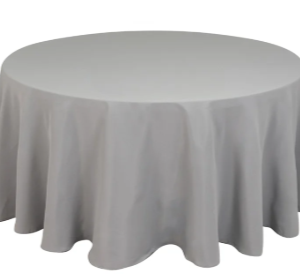 120" Round Silver Polyester Tablecloth