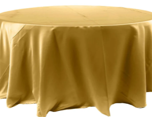120" Round Vintage Gold Satin Tablecloth