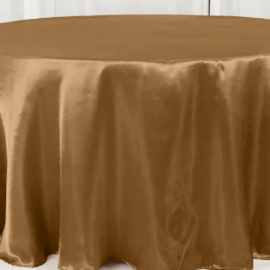 108" Round Gold Satin Scallop Edge Tablecloth
