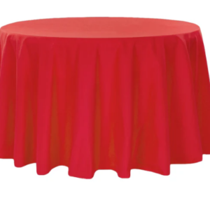 120" Round  Holiday Red Polyester Tablecloth