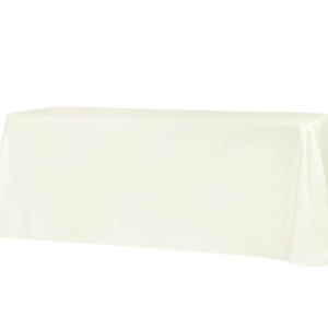90" x 132" Rounded Corners Ivory Polyester Tablecloth