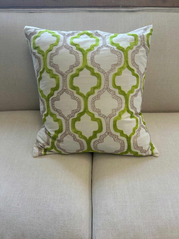 Green and White Moroccan Pillow