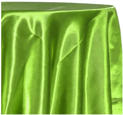 132" Lime Green Satin, Round Tablecloth - BERBANK EVENTS